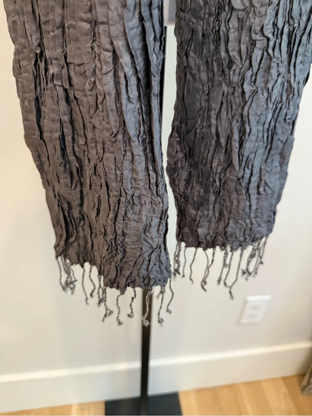 Eileen Fisher Silk Crinkled Two-Tone Grey Women's Scarf